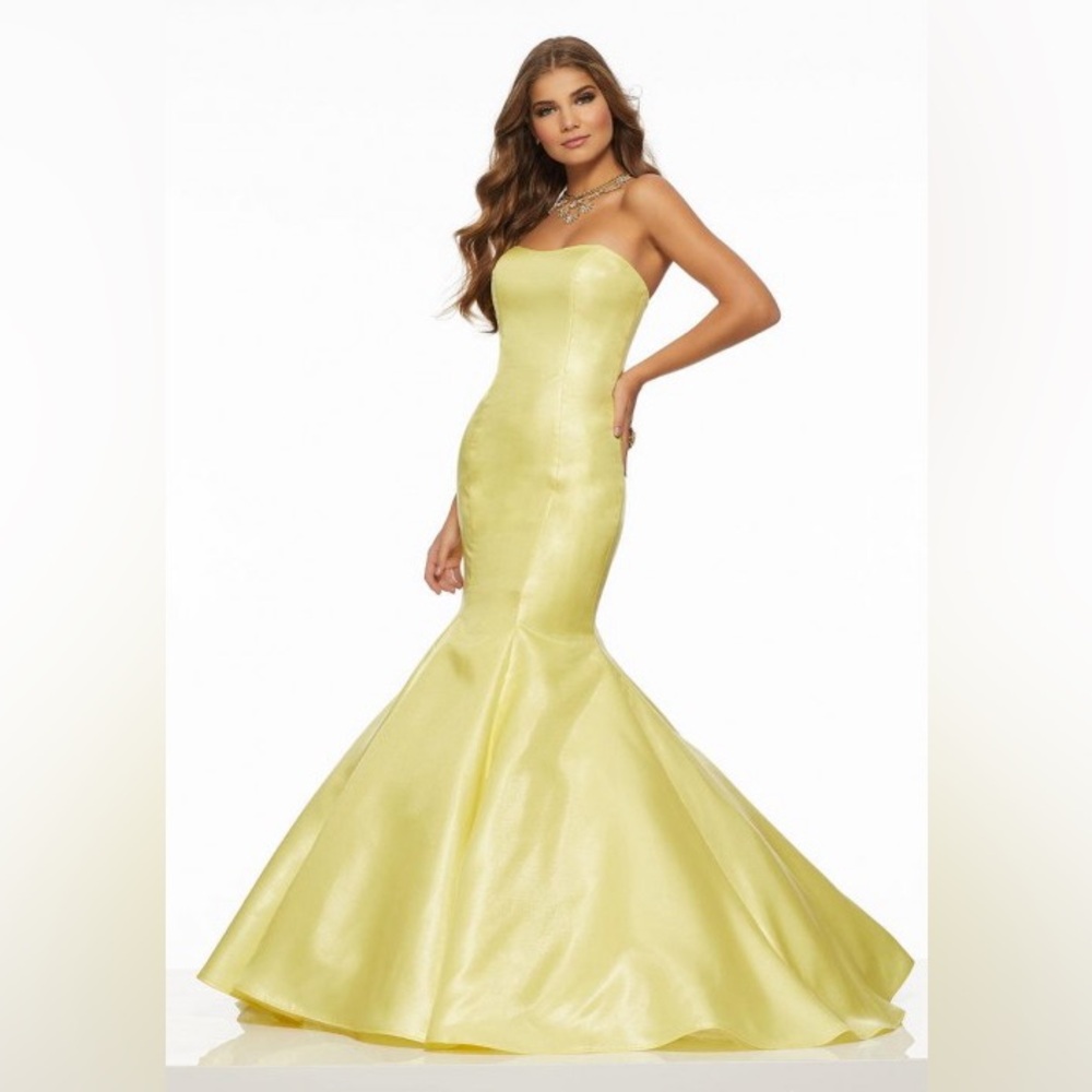 MORILEE: Yellow Strapless Mermaid Prom Dress